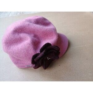 Betmar Felted Wool Pink Newsboys Women's Cloche Hat With Flower Pink